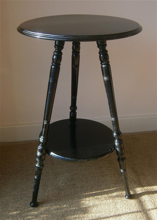 A Victorian mahogany octagonal table and a Liberty ebonised Hampden table Larger H.70cm